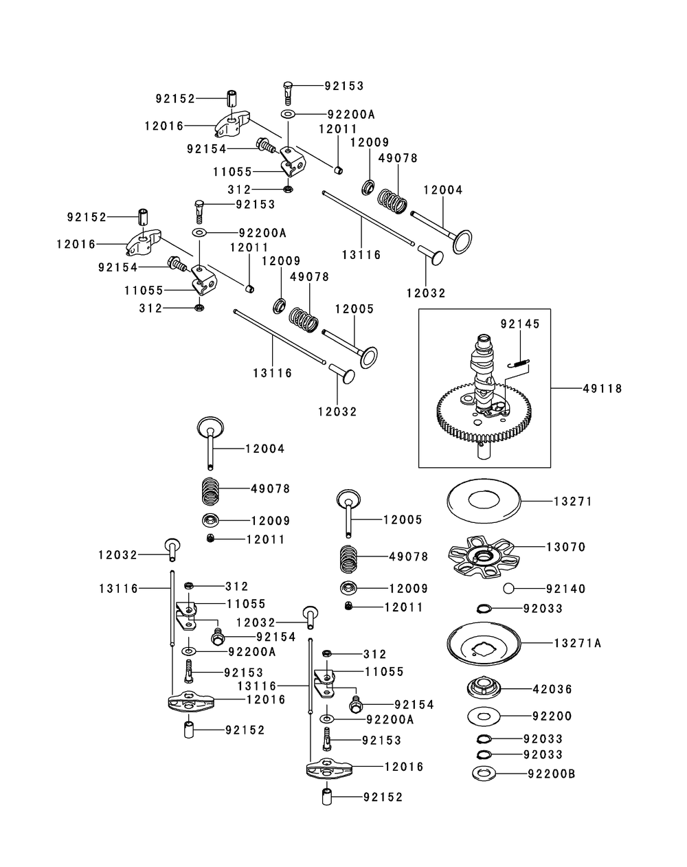 Kawasaki Fr730v-As21 Valve And Camshaft Diagram and Parts List for Z-FORCESZ48 (17AIDGHB-17AIDGHB010)(2015) Cub Cadet Lawn Tractor